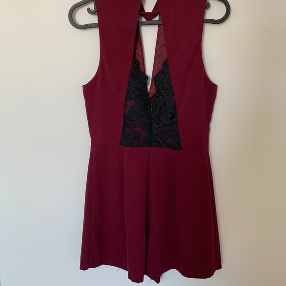 TopShop Maroon Romper - Open back - Size 2 - Picture 3 of 6